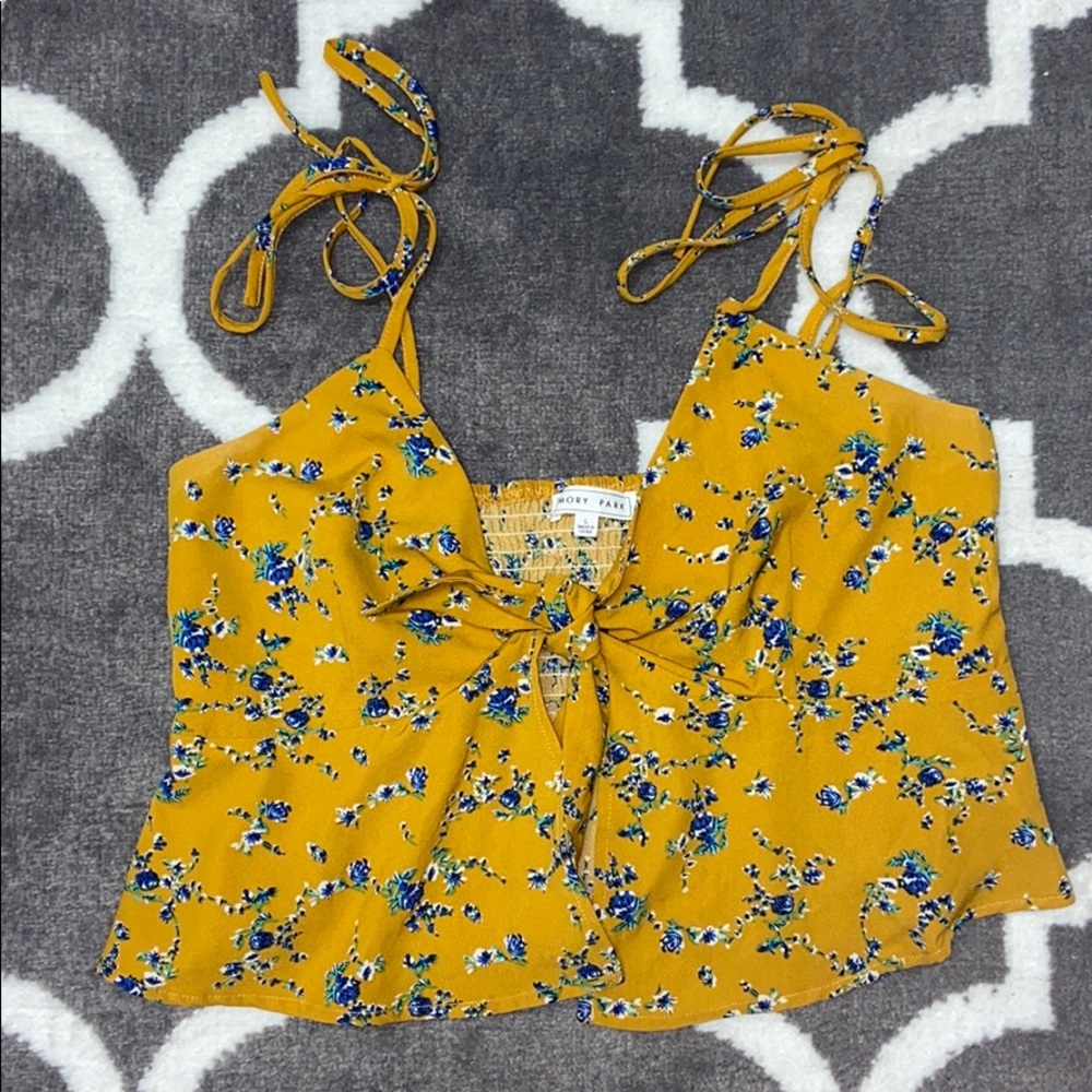Yellow floral tie top